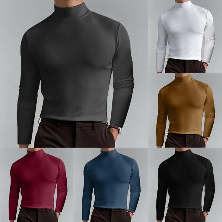 👕 50% DE RÉDUCTION ! ✨ T-shirt Homme à Col Montant - Coupe Adjustable et Tissu Respirant, Idéal pour Sport ou Quotidien 🏃♂️