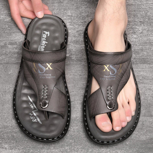 Sandales d'extérieur en cuir souple et respirant pour homme, tailles fortes – Ajustement confortable, semelle antidérapante et idéales pour les longues marches 🚶♂️