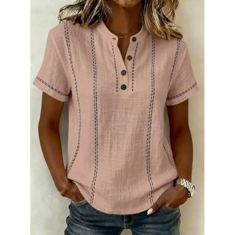 👕50% DE RÉDUCTION ! ✨ Haut Décontracté à Manches Courtes pour Femme – Tissu Respirant, Coupe Ample, Détails Couture 🍂