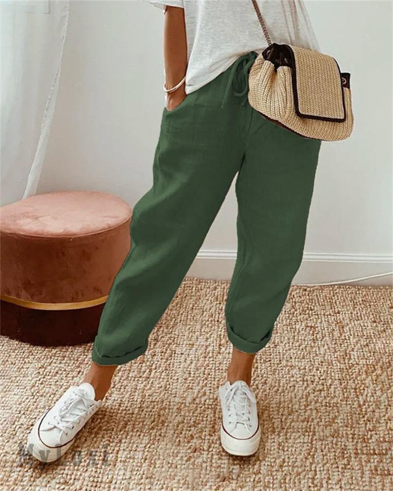 👖🌿 Pantalon Décontracté en Coton et Lin pour Femme – Élégant, Respirant & Polyvalent ✨☀️