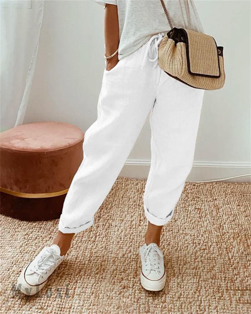 👖🌿 Pantalon Décontracté en Coton et Lin pour Femme – Élégant, Respirant & Polyvalent ✨☀️