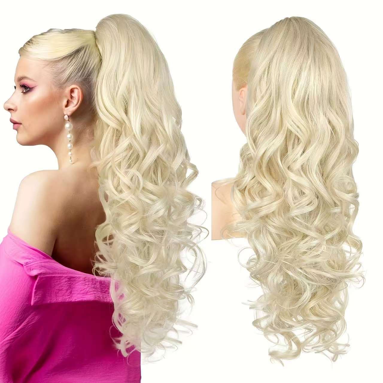 💜 Extension de queue de cheval ondulée à clip – Promo limitée, 50 % de réduction 💜