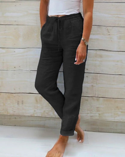 💎 60% DE RÉDUCTION ! 💎 Pantalon Décontracté à Jambe Droite – Coton & Lin Respirant, Taille Élastiquée & 6 Couleurs Disponibles 🌿👖