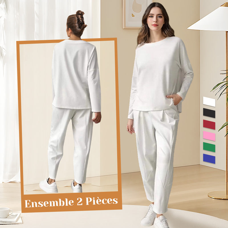 ✨️Ensemble 2 pièces haut à manches longues et pantalon à col rond