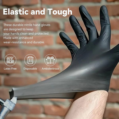 Gants jetables en nitrile noir – 100 pièces, sécurité et hygiène pour le nettoyage domestique
