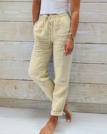 💎 60% DE RÉDUCTION ! 💎 Pantalon Décontracté à Jambe Droite – Coton & Lin Respirant, Taille Élastiquée & 6 Couleurs Disponibles 🌿👖