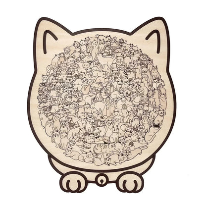 ⏳Limited-time 50% off⏰135-Piece Morandi-Colored Cat Shaped Wooden Jigsaw Puzzle😸