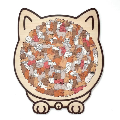 ⏳Limited-time 50% off⏰135-Piece Morandi-Colored Cat Shaped Wooden Jigsaw Puzzle😸