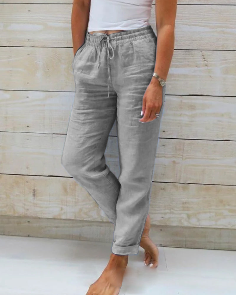 💎 60% DE RÉDUCTION ! 💎 Pantalon Décontracté à Jambe Droite – Coton & Lin Respirant, Taille Élastiquée & 6 Couleurs Disponibles 🌿👖