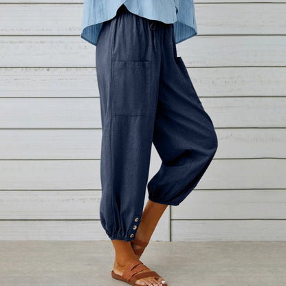 💎 Pantalon Ample Droit à Jambe Large pour Femmes – Coton & Lin Respirant, Coupe Flatteuse & Poches Pratiques 👖