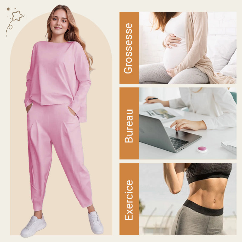 ✨️Ensemble 2 pièces haut à manches longues et pantalon à col rond