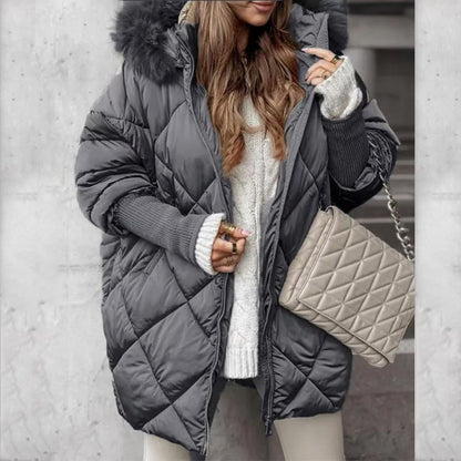 ❄️Offres spéciales hiver❄️ Parka mi-longue pour femme avec manches en tricot patchwork