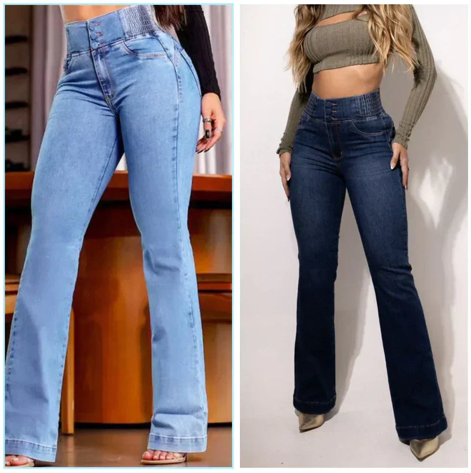 🔥jean évasé taille haute en stretch