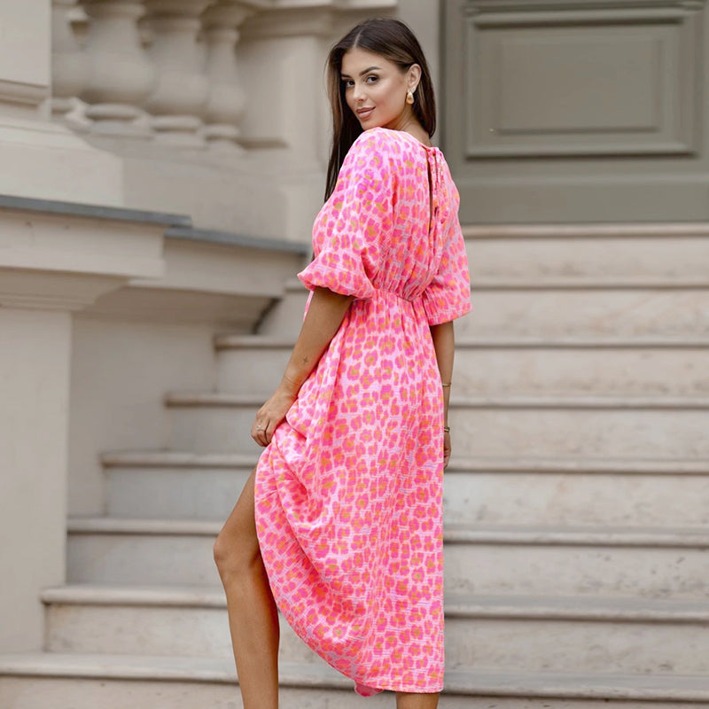 🎀🌸Robe imprimée à col V pour femme