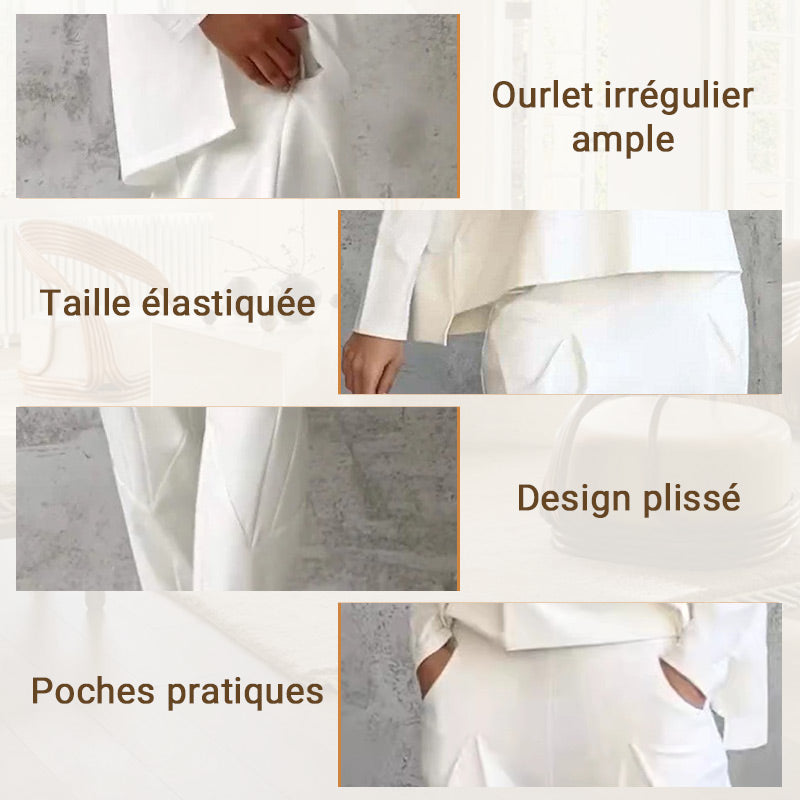 ✨️Ensemble 2 pièces haut à manches longues et pantalon à col rond