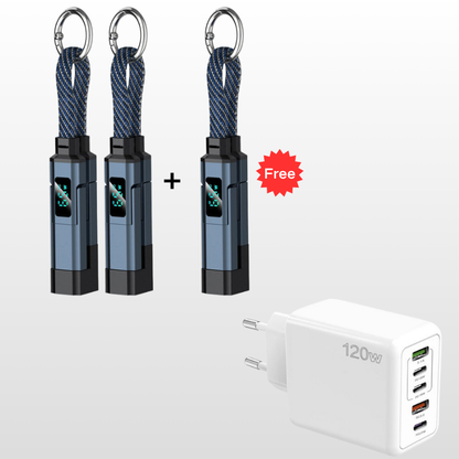 💐50% DE RÉDUCTION ! 🔌 Câble de charge 4 en 1 avec affichage numérique et anneau porte-clés – charge rapide, résistant aux nœuds et compact ⚡🔑【Offre Limitée】