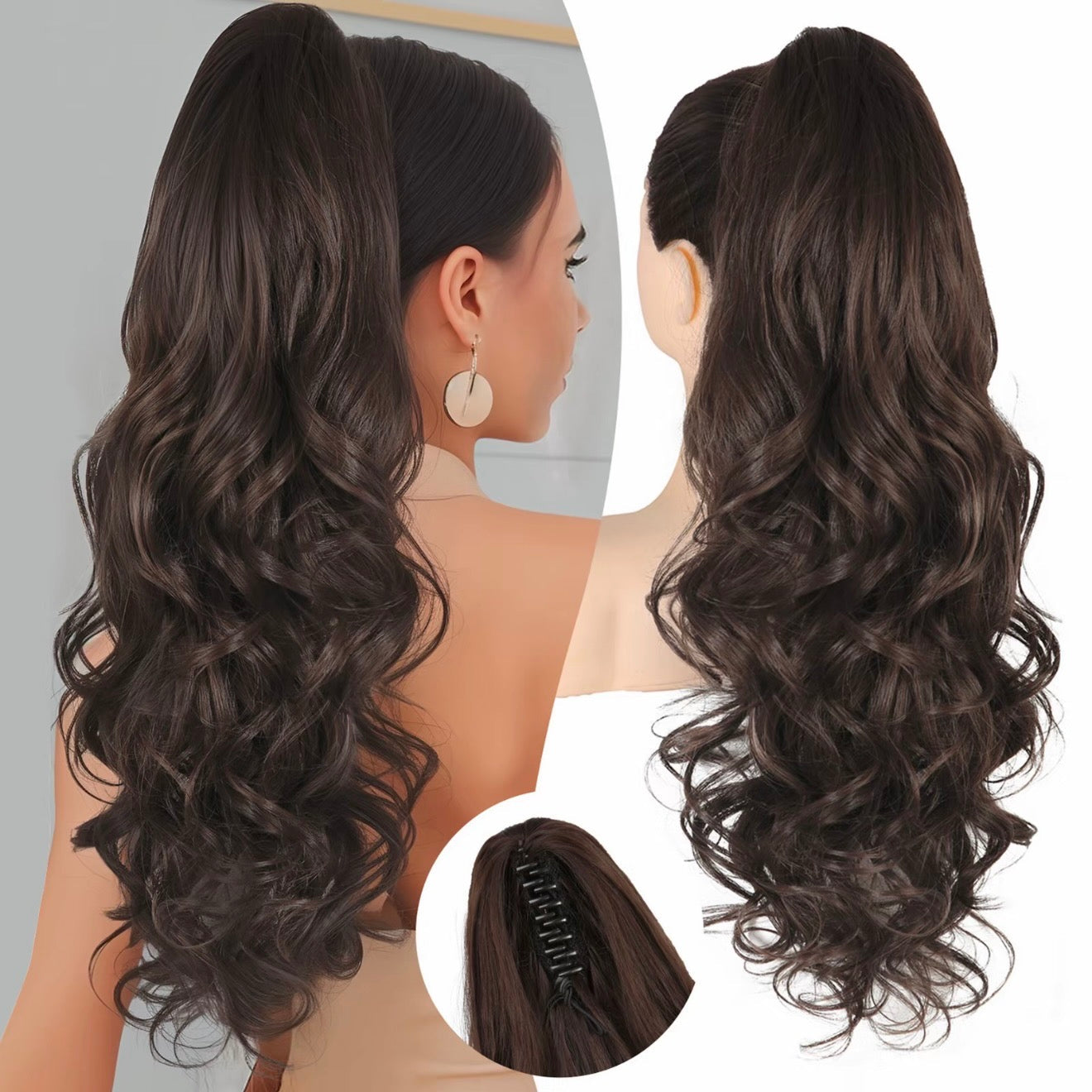 💜 Extension de queue de cheval ondulée à clip – Promo limitée, 50 % de réduction 💜