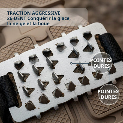 Crampons 26 Dents en Acier de Manganèse 🥾 | Plaques Antidérapantes en Acier Inoxydable ⚙️ | Performance sur Glace, Neige, Boue et Escalade ❄️🧗 | Compatibles avec Surchaussures