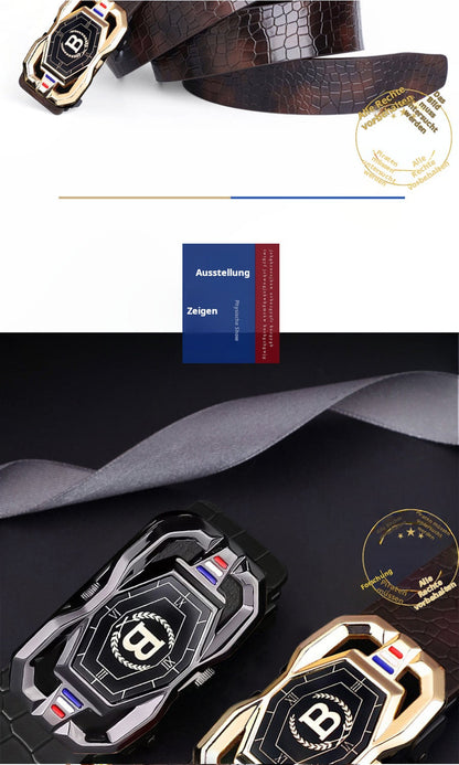 📢📢50 %  DE RÉDUCTION !! ⏰🐊Ceinture en cuir pour homme avec motif crocodile raffiné, boucle automatique et fabriquée en cuir de vachette.