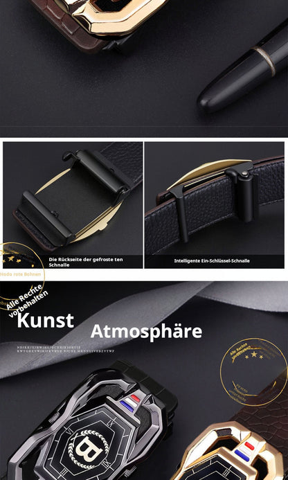 📢📢50 %  DE RÉDUCTION !! ⏰🐊Ceinture en cuir pour homme avec motif crocodile raffiné, boucle automatique et fabriquée en cuir de vachette.