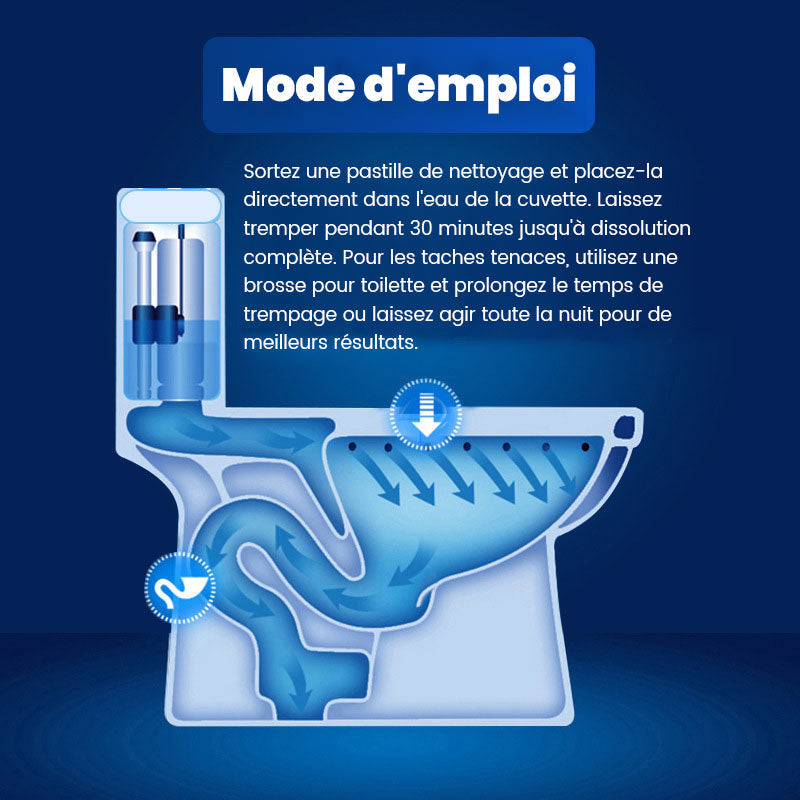 ✨🚽 Tablettes effervescentes nettoyantes pour toilettes – détartrage et décontamination, élimination des dépôts urinaires et des odeurs
