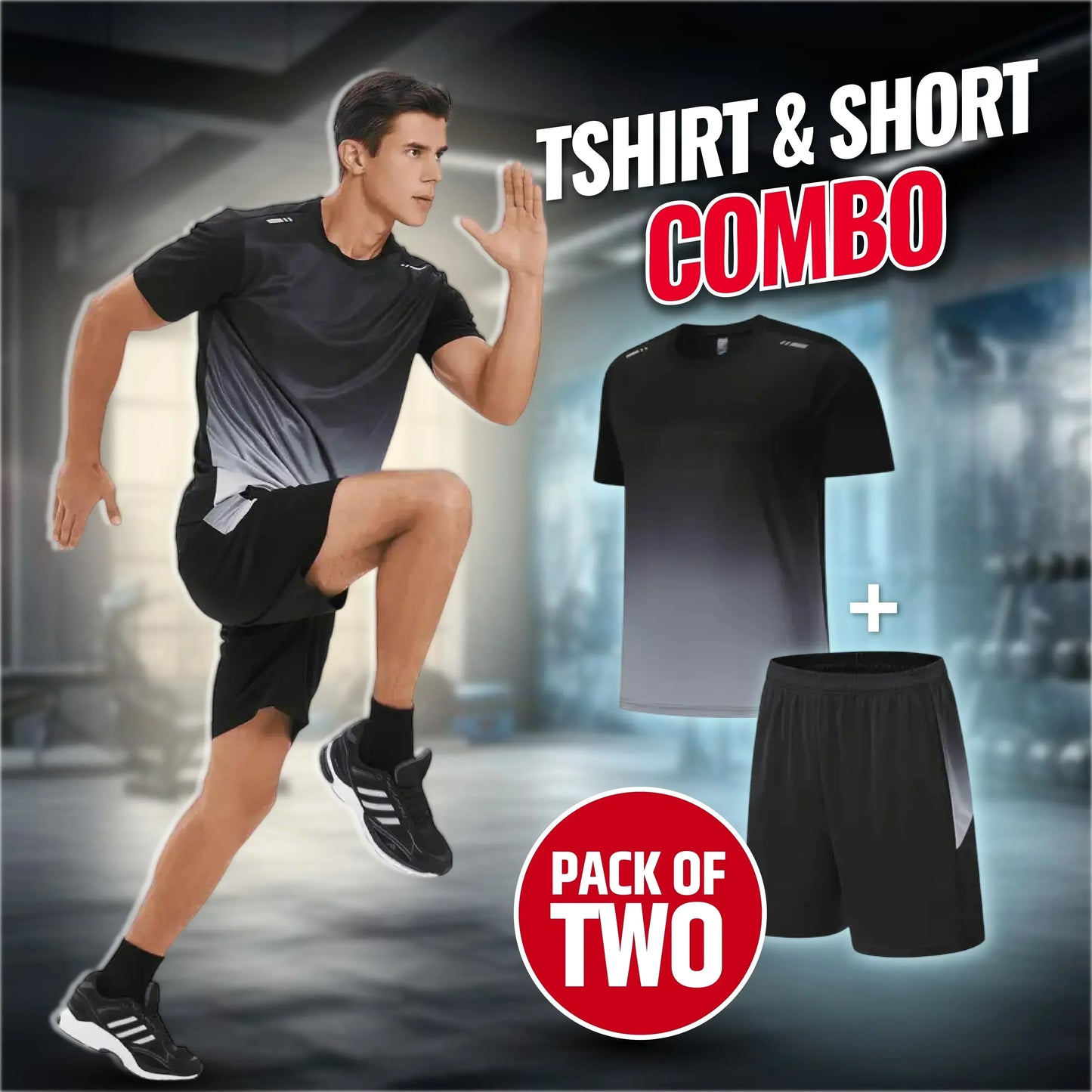 Ensemble de sport homme – T-shirt et short amples, respirants et à séchage rapide