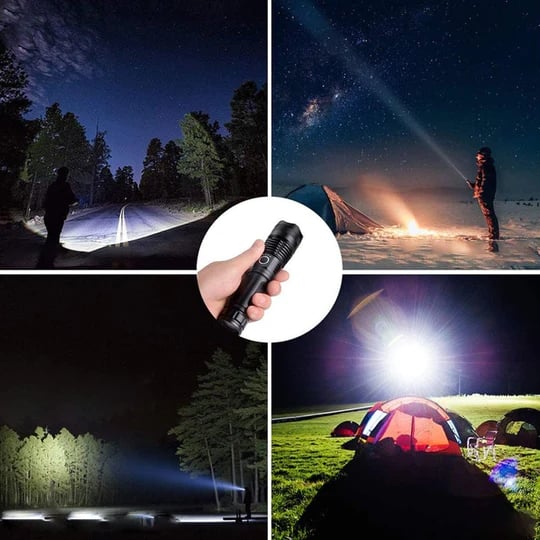 Lampe de poche tactique LED rechargeable avec laser - 90 000 lumens ultra-puissants ⚡
