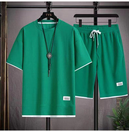 Ensemble 2 Pièces T-shirt et Short en Tissu Gaufré