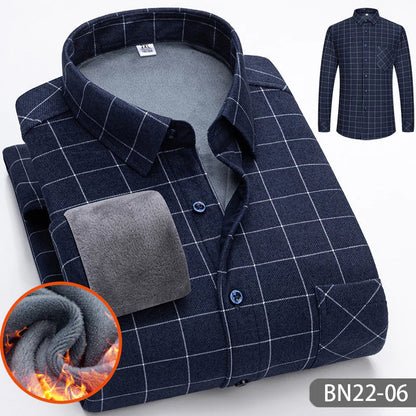 🔥 50% DE RÉDUCTION ! ✨ Chemise Homme Épaissie à Rayures pour Automne/Hiver - Double Couche Isolante, Chaleur 360°, Équivalent à 3 Chemises Classiques 👔❄️