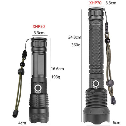 Lampe de poche tactique LED rechargeable avec laser - 90 000 lumens ultra-puissants ⚡