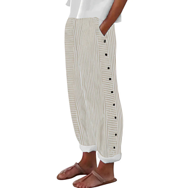 ☀️ Promotion de printemps – 50 % DE RÉDUCTION !! 🌿🌸 Pantalon rayé bleu confortable avec poches latérales