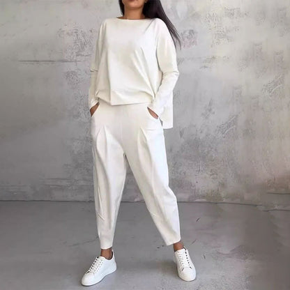 ✨️Ensemble 2 pièces haut à manches longues et pantalon à col rond