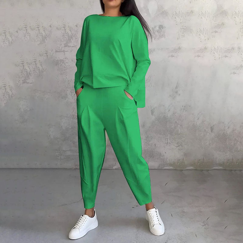 ✨️Ensemble 2 pièces haut à manches longues et pantalon à col rond
