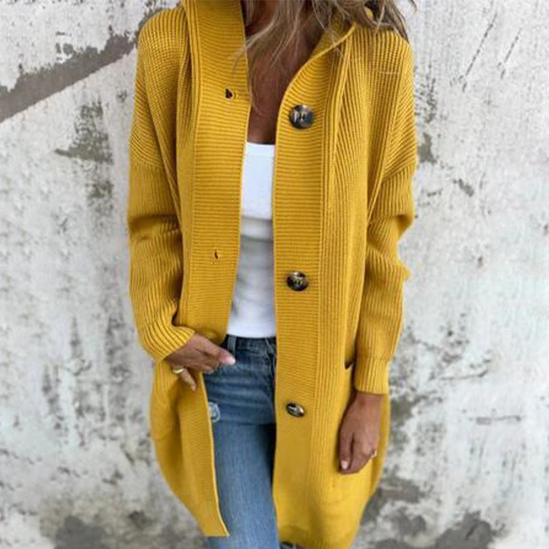 🥳Chaude vente 55% de réduction🌸Veste en tricot à boutons avec capuche pour femmes