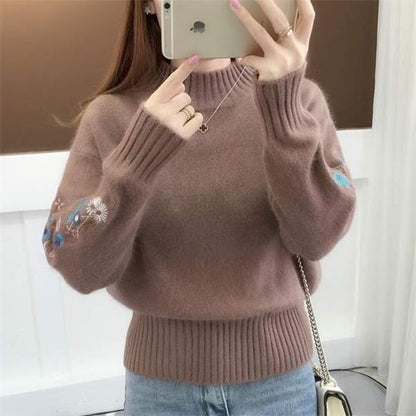 🔥🎅 62 % de réduction – Pull épais en cachemire avec broderie florale, douceur intemporelle pour toutes les occasions 💃🧶