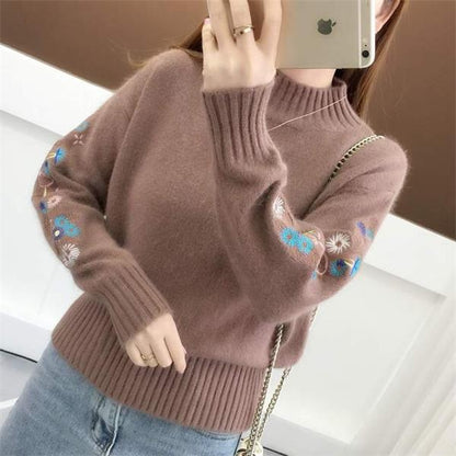 🔥🎅 62 % de réduction – Pull épais en cachemire avec broderie florale, douceur intemporelle pour toutes les occasions 💃🧶