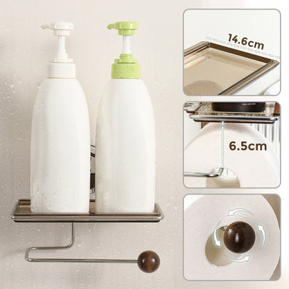 🔥Porte-papier hygiénique sans trous avec étagère intégrée – design épuré et pratique