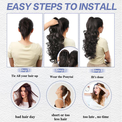 💜 Extension de queue de cheval ondulée à clip – Promo limitée, 50 % de réduction 💜