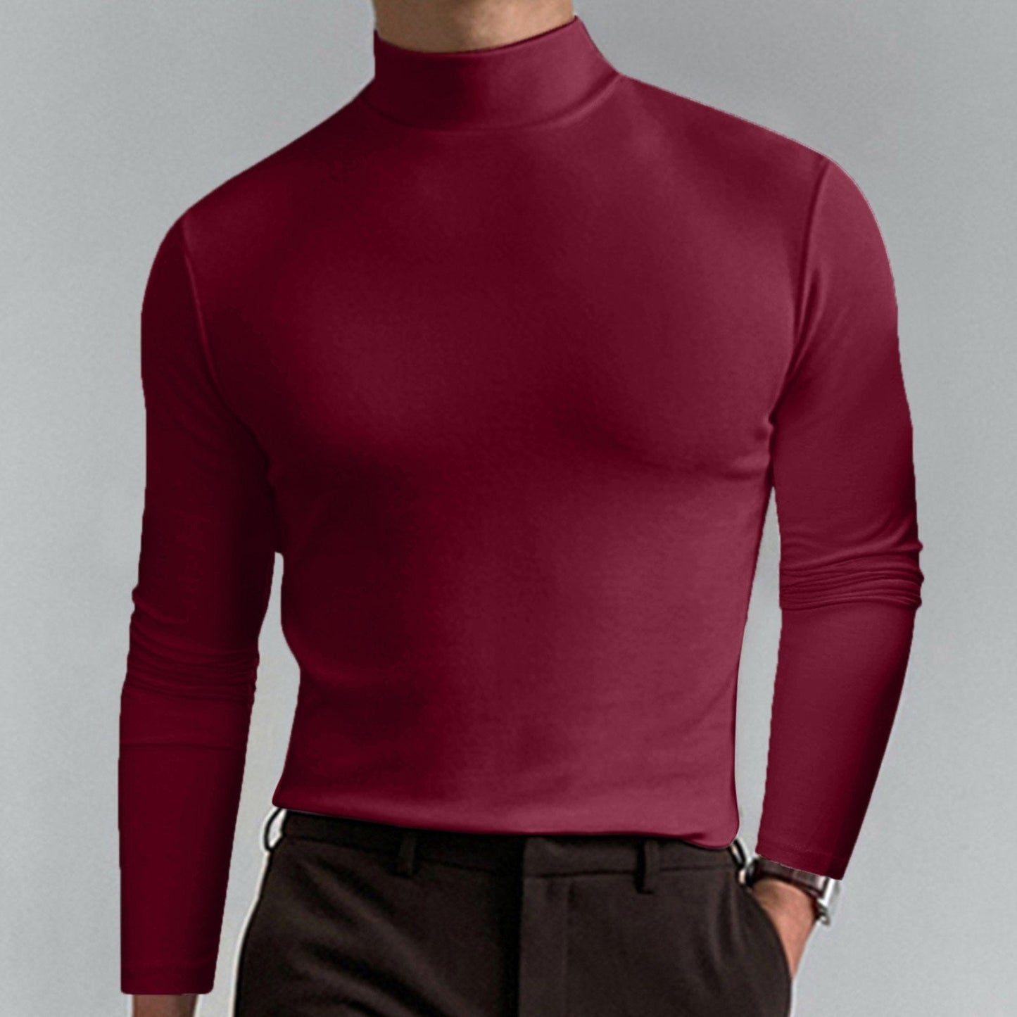 👕 48% DE RÉDUCTION ! ✨ T-shirt Homme à Col Montant - Coupe Adjustable et Tissu Respirant, Idéal pour Sport ou Quotidien 🏃‍♂️📦