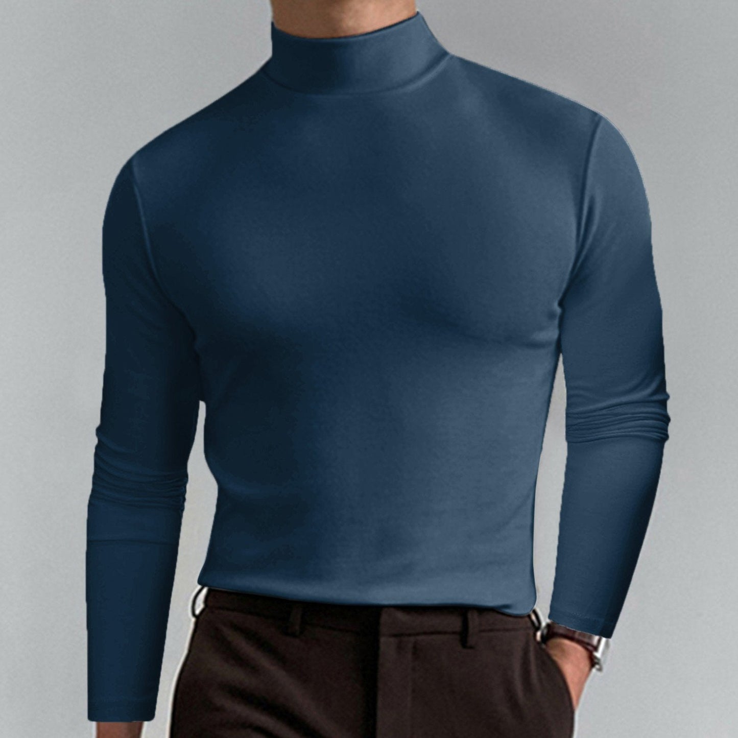 👕 48% DE RÉDUCTION ! ✨ T-shirt Homme à Col Montant - Coupe Adjustable et Tissu Respirant, Idéal pour Sport ou Quotidien 🏃‍♂️📦