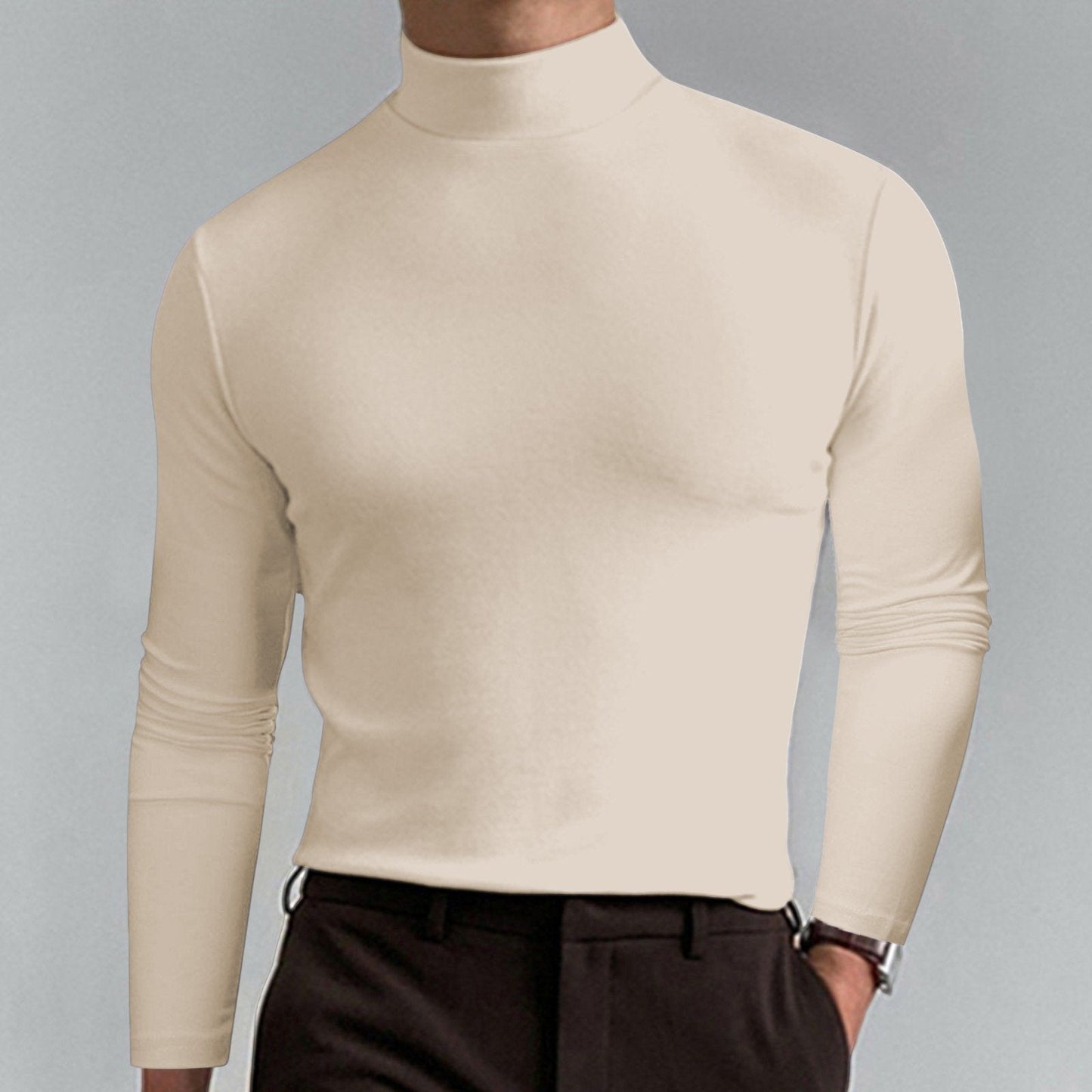 👕 48% DE RÉDUCTION ! ✨ T-shirt Homme à Col Montant - Coupe Adjustable et Tissu Respirant, Idéal pour Sport ou Quotidien 🏃‍♂️📦