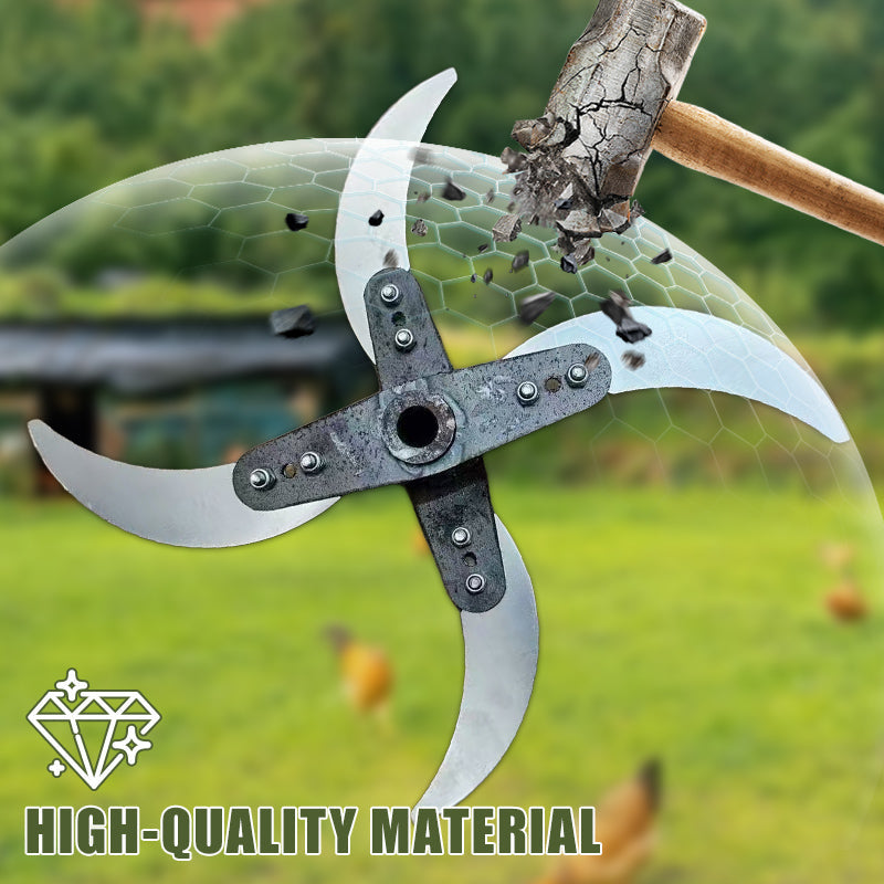 Promo 50% : Lame de coupe 4 lames pour déchiqueteuse d’herbe – Diamètre ajustable 25–26 cm, acier anti-rouille, installation universelle