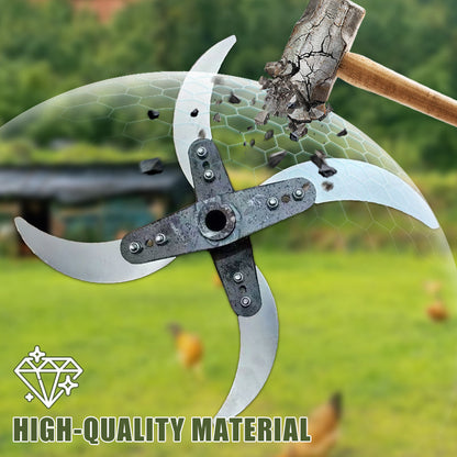 Promo 50% : Lame de coupe 4 lames pour déchiqueteuse d’herbe – Diamètre ajustable 25–26 cm, acier anti-rouille, installation universelle