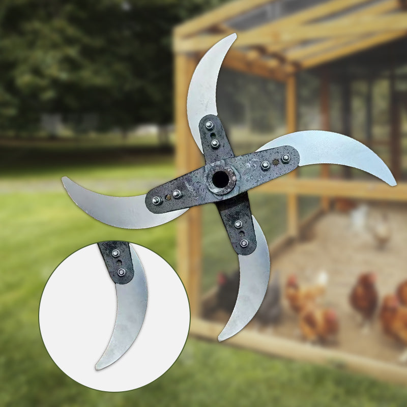 Promo 50% : Lame de coupe 4 lames pour déchiqueteuse d’herbe – Diamètre ajustable 25–26 cm, acier anti-rouille, installation universelle