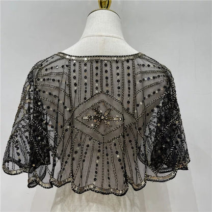 ⏳Time-limited Special⏰👗 Châle vintage en dentelle et perles