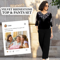 💎 Ensemble Top & Pantalon en Velours avec Strass pour Femme – Nouveau Design 2026, Élégance Brillante & Confort Respirant