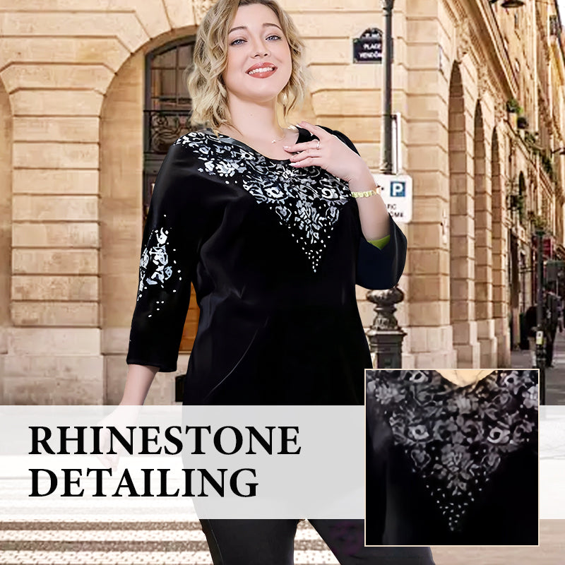 💎 Ensemble Top & Pantalon en Velours avec Strass pour Femme – Nouveau Design 2026, Élégance Brillante & Confort Respirant
