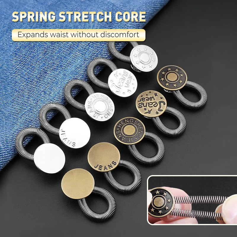 🔝 Bouton d'extension de taille à ressort métallique pour jeans – pratique, durable et facile à installer