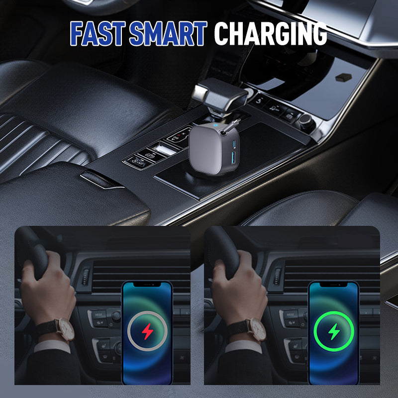 Chargeur de Voiture Compact à Câble Rétractable📢📢3 dernières heures : Grande vente⏰⏰