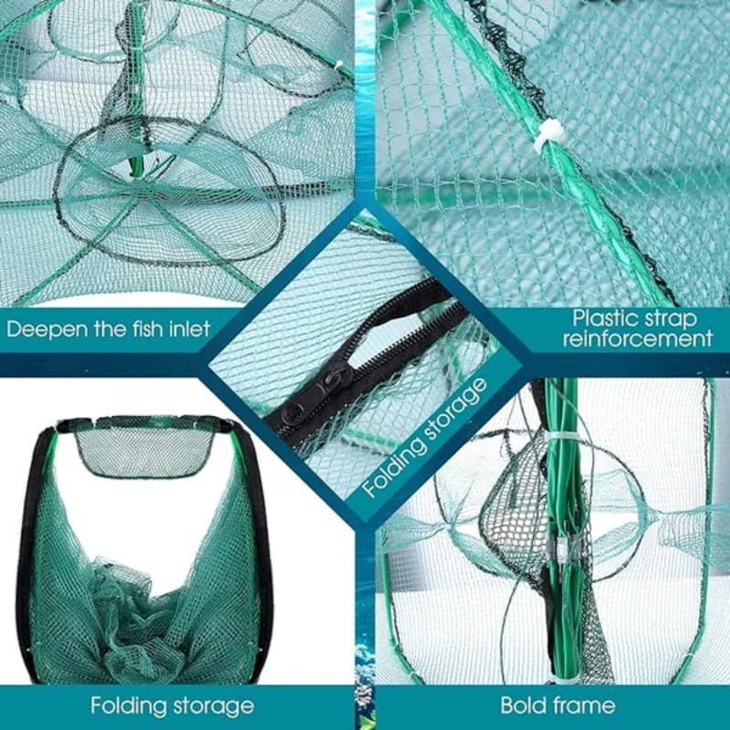 Filet de pêche renforcé et auto-pliable, compact et pratique à ranger